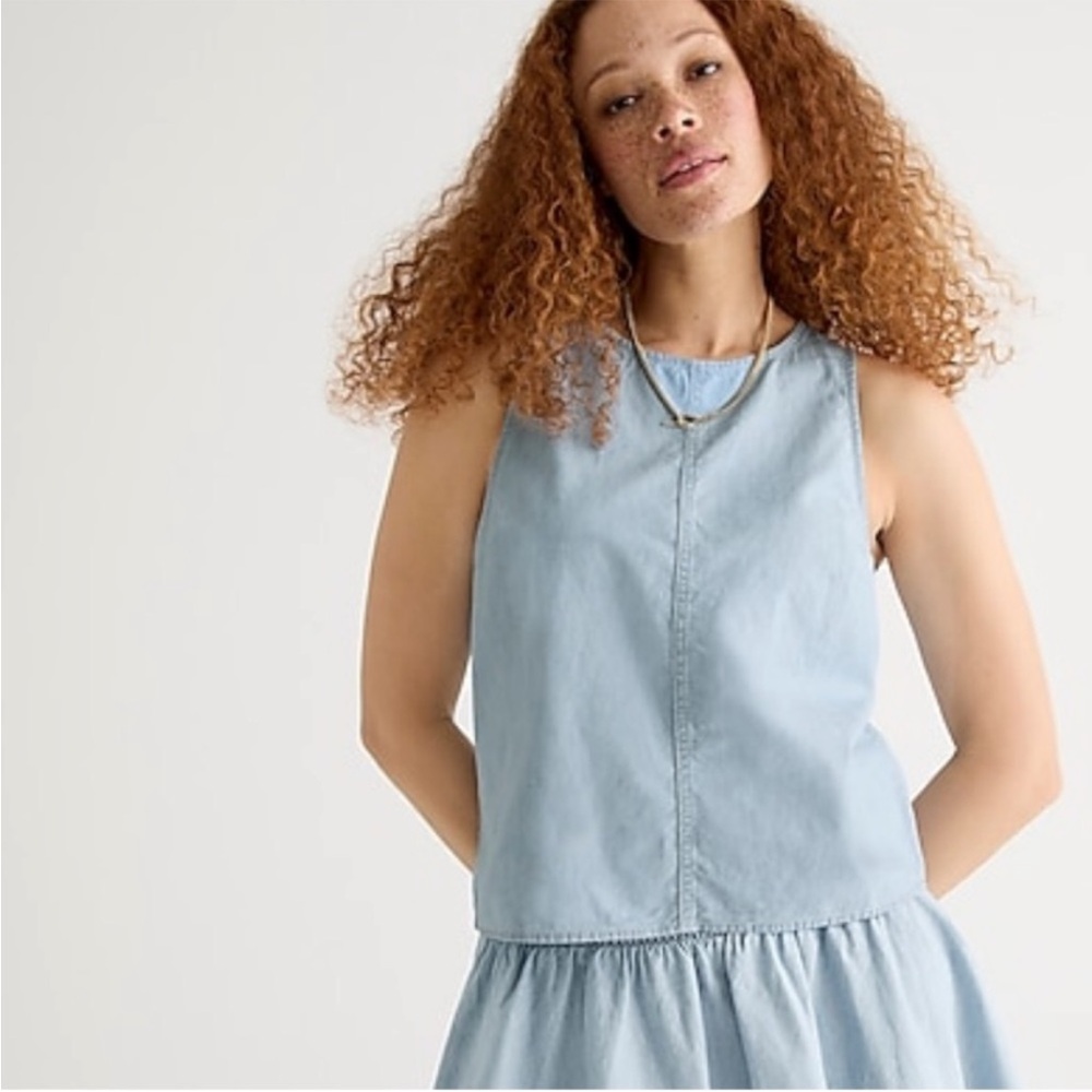 J crew button back chambray tank top